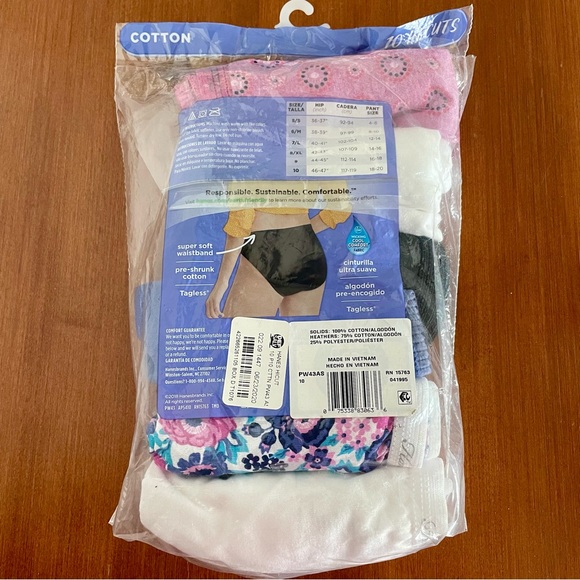 Hanes 6 Pair Tag less Hi-Cut Panties Size 10. Cotton NEW Open Pack - Picture 3 of 5